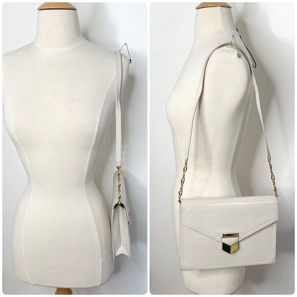 Vintage Parri’s Firenze Cream Leather Clutch Shoulder Bag Envelope Classic - Picture 2 of 12